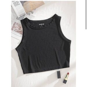SHEIN Women's T-Shirt Solid Rib Knit Tank Top - Size Medium